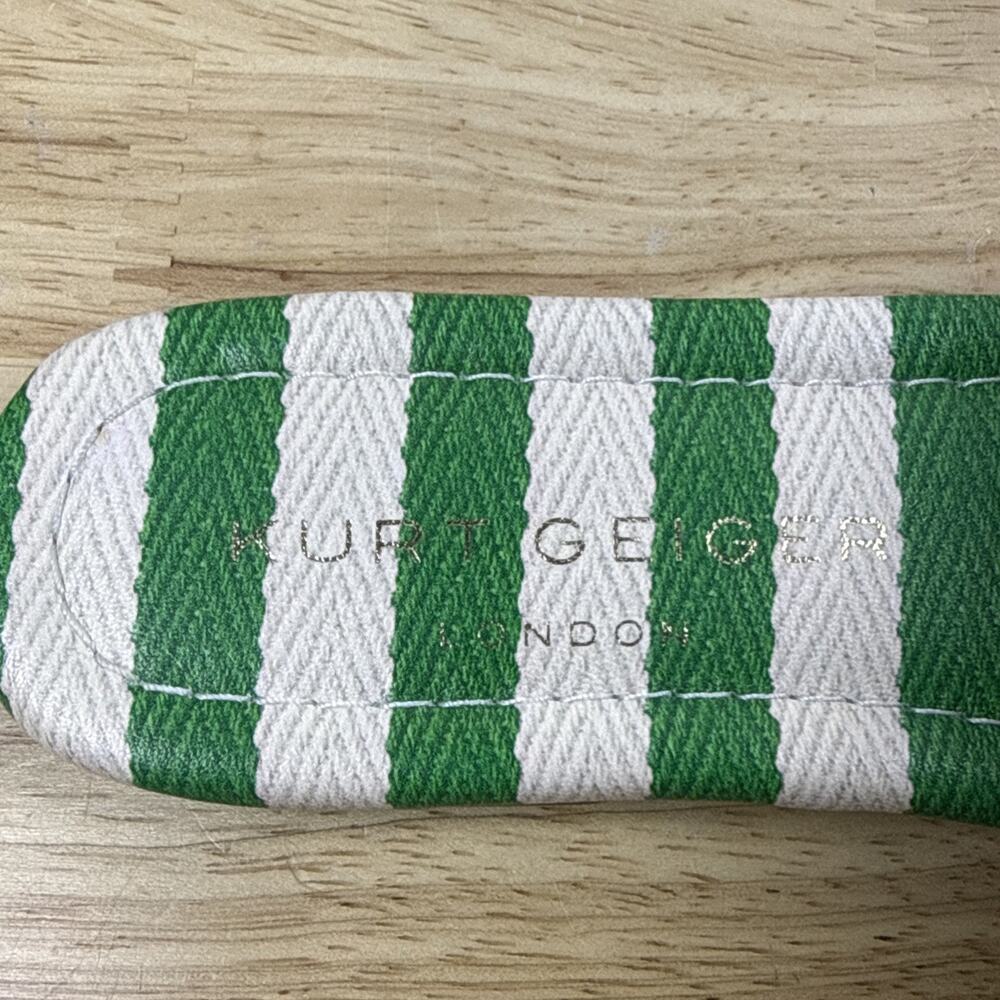 Kurt Geiger London Women's Southbank Fabric Stripe Flat Sandals Green Comb Sz 6 - Picture 8 of 12